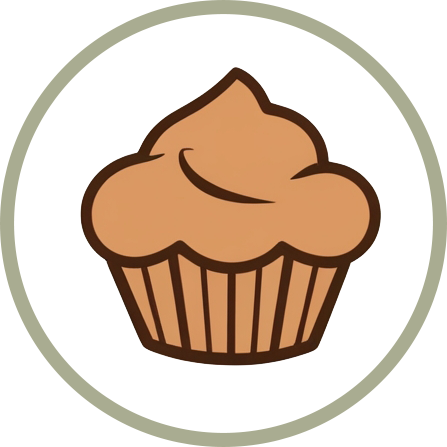 A vector icon image of a single cupcake